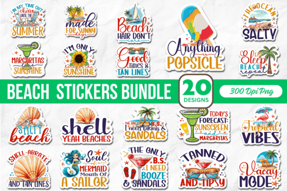 Download BEACH Printable Stickers Bundle - Premium Resources