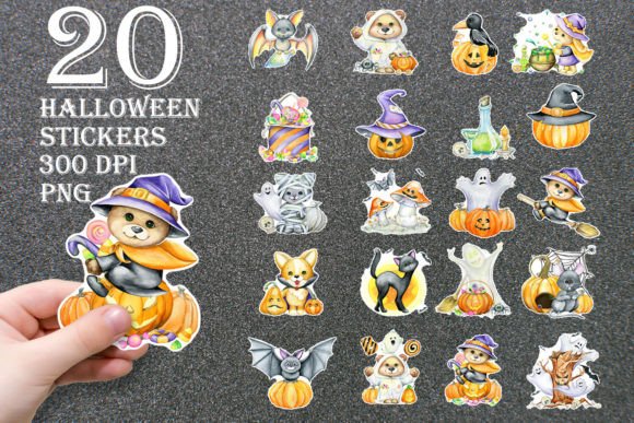 Download Halloween, Funny Animal Stickers. Set - Animal sticker Collection
