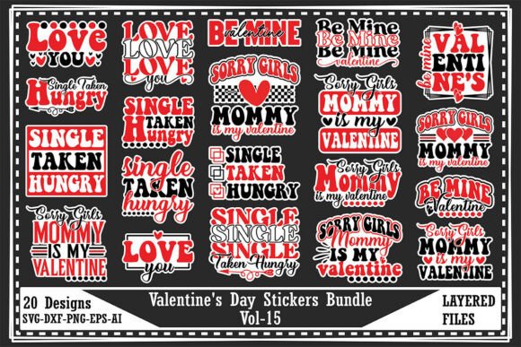 Download Valentine's Day Stickers Bundle Vol-15 - Valentine's day stickers Collection